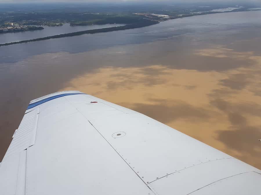 Manaus: Amazon Rainforest Panoramic Airplane Flight - The Anavilhanas Archipelago from Above