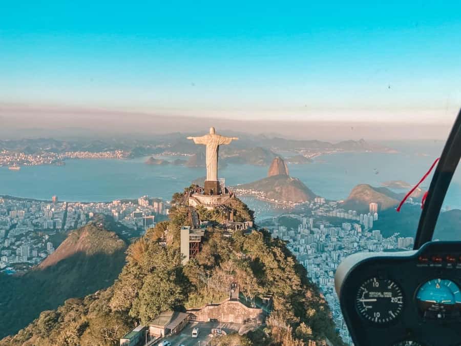 Rio De Janeiro Helicopter Flight Tour - Christ the Redeemer without the mountain crowd