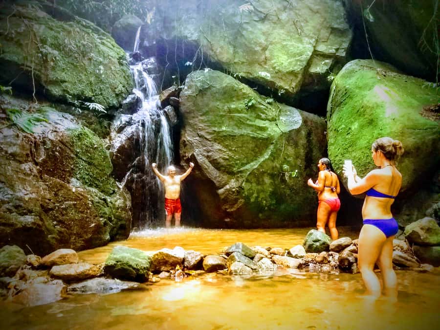 Rio: Tijuca Forest Small Group Hike to Caves and Waterfalls - Baronesa Cascade and the waterfall shower